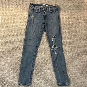 Levi's 711 Skinny Distressed Blue Jeans